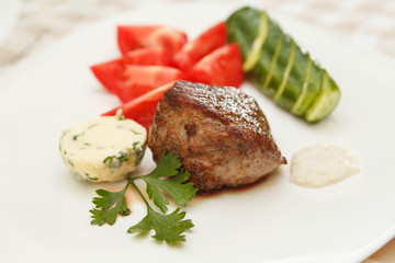 steak with fresh vegetables