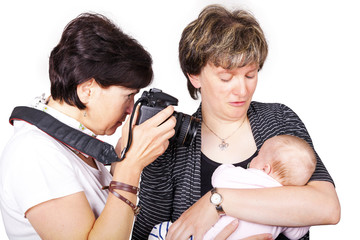 Woman photographed baby in her arms Mother