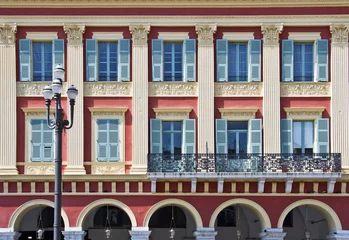 Papier Peint photo autocollant Nice Façade d'un immeuble place Masséna à Nice - France