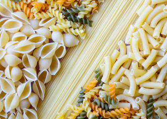 Set of various pasta close-up