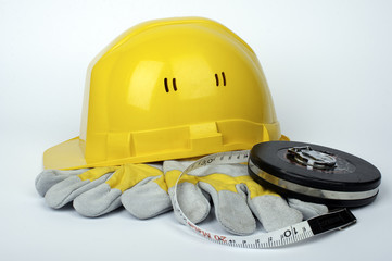 Helm, Handschuhe und Ma&szlig;band