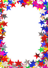Star shaped confetti of different colors frame