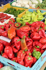 Gemüsestand im Hochformat