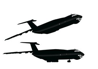 Transport aircraft vector silhouettes