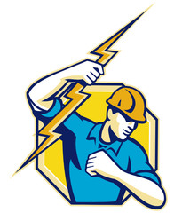 Electrician Construction Worker Retro