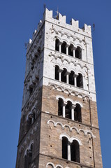 A tower with triforiums in Lucca Tuscany Italy