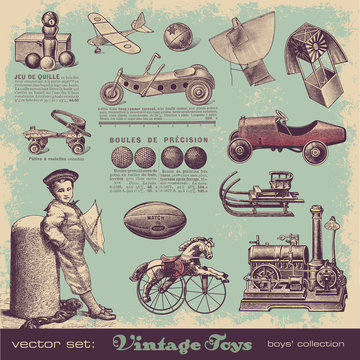 vector set: vintage toys