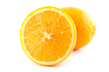 Navel seedless orange fruite isolated on white