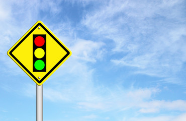 Traffic light ahead warning sign