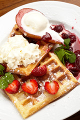 Waffles with strawberry