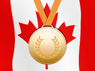 bronze medal with canadian flag