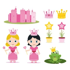 Crédence de cuisine en verre imprimé Chateau ensemble de conte de princesse rose pour les fêtes