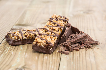 Two Granola Bars with Chocolate
