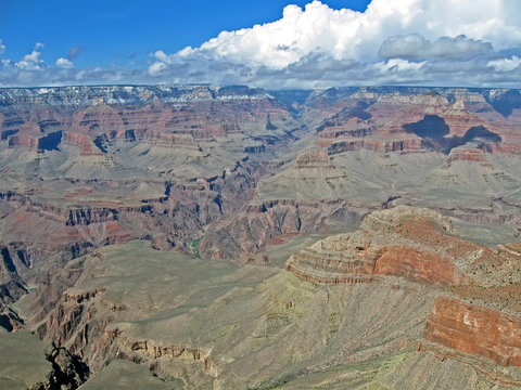 Grand canyon mountain and sky with white clouds in sunny day, mountains, geological landscape, usa travel diversity