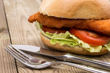 Roll with fried meat