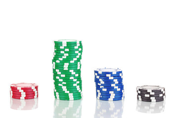 Casino chips isolated on white