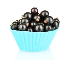 Fresh black currant in silicone mold isolated on white