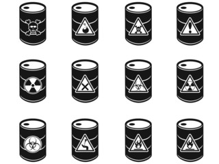 Toxic hazardous waste barrels icon