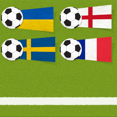 Obraz premium Plasticine flag football soccer on grass background