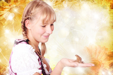 Froschkönig mit Prinzessin in einer Märchenwelt