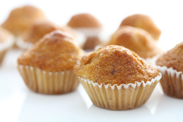 Banana cupcake isolated in white background