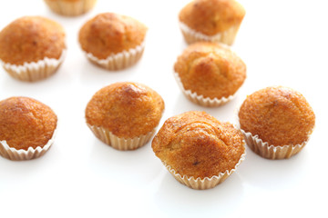 Banana cupcake isolated in white background