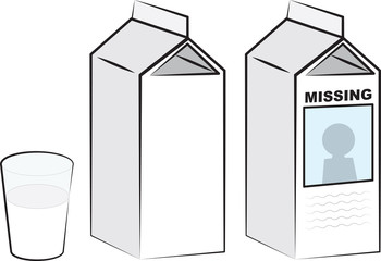 Milk cartons and glass of milk