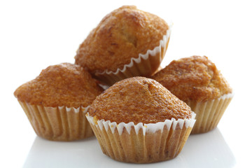 Banana cupcake isolated in white background