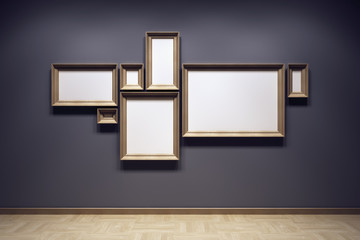 blank frames in the gallery - obrazy, fototapety, plakaty