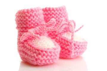 pink baby boots isolated on white