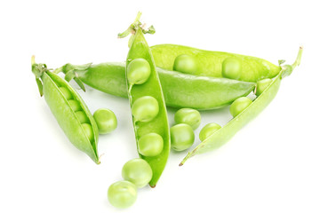 Green peas isolated on white