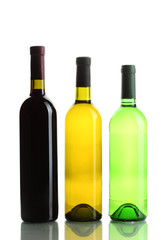 bottles of wine isolated on white