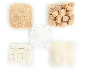 Sweetener with white and brown sugar close-up