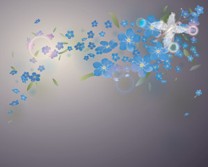 Fairy floral background with butterfly / Vector