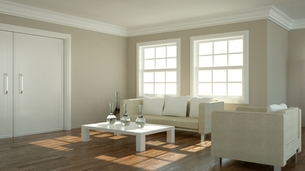 Wohndesign - Sofa vor Fenster beige 2