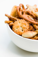 Mixed crackers in a bowl