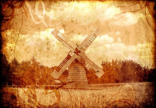 old sepia windmill