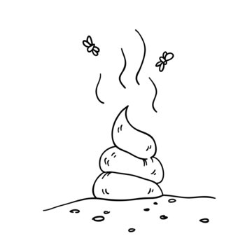 black and white poop with flies clip art preview