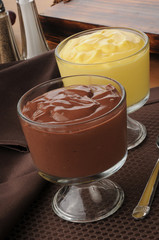 Chocolate and vanilla pudding