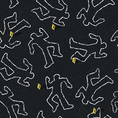 Crime scene seamless pattern with locations of evidence. Vector