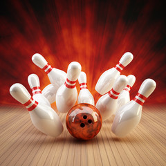 Bowling Strike rot/orange