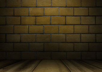 Brick wall with wood floor interior