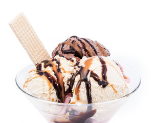 A glass filled with Ice Cream