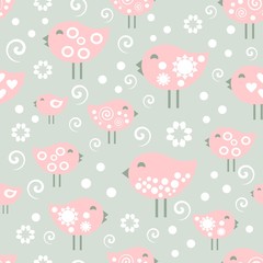 бесшовный паттерн с веселыми птичками