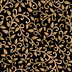 vector seamless pattern: golden leaves