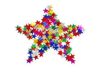 Big star composed of many colored stars on white