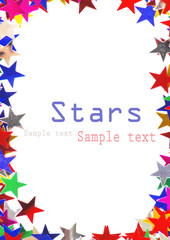 Star shaped confetti of different colors frame