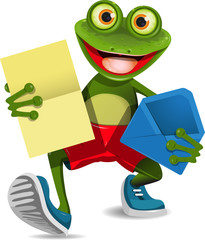 Obraz premium Frog with a letter
