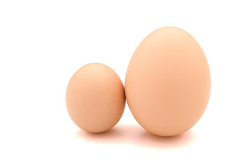 big and small eggs with clipping path