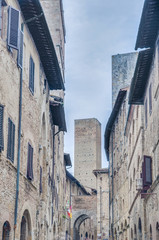 Via San Matteo street located at San Gimignano in Tuscany, Italy